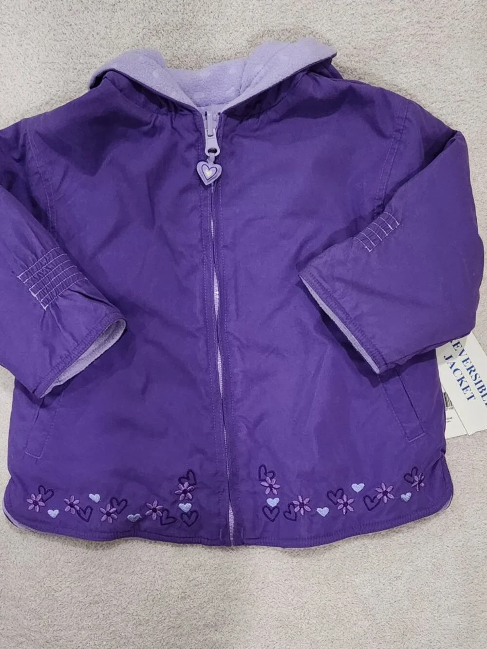 Carter's - Girls' Reversible Midweight Hooded Heart Jacket